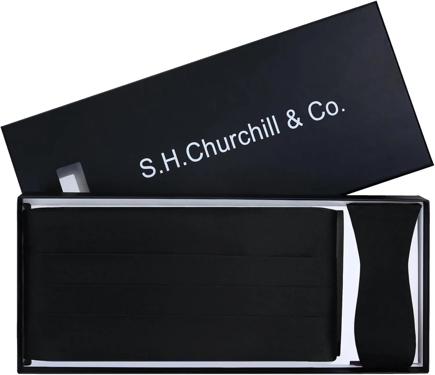 100% Silk Self-Tie Bow Tie and Cummerbund Set for Tuxedo, Wedding, Black-Tie Event- 16MM Silk, Gift Box