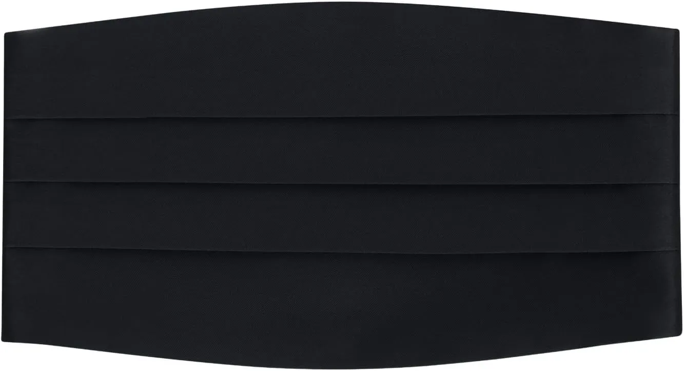 100% Silk Self-Tie Bow Tie and Cummerbund Set for Tuxedo, Wedding, Black-Tie Event- 16MM Silk, Gift Box