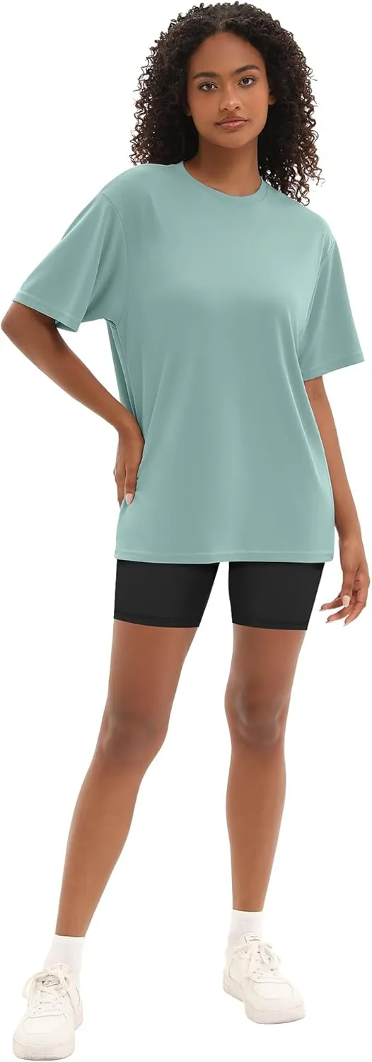 1/5 Pack Workout Oversized T Shirts for Women, Short Sleeve Plus Size Baggy Dry Fit Athletic Gym Shirts Tops Tees