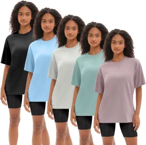 1/5 Pack Workout Oversized T Shirts for Women, Short Sleeve Plus Size Baggy Dry Fit Athletic Gym Shirts Tops Tees