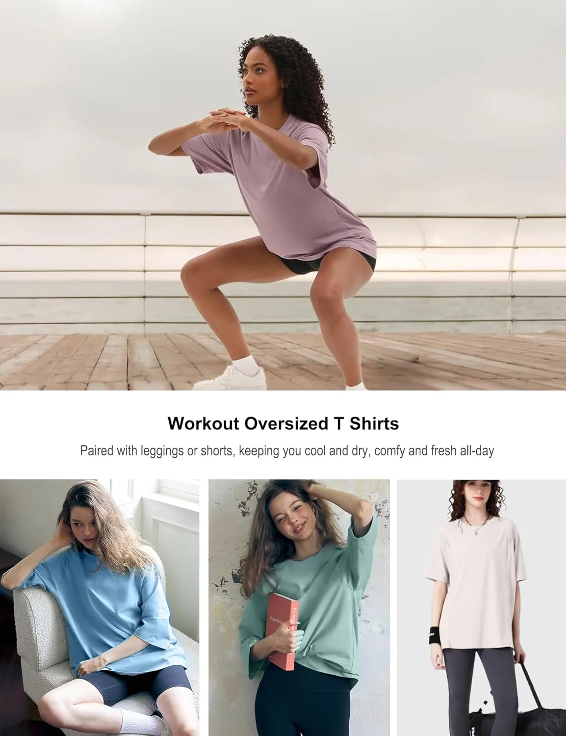1/5 Pack Workout Oversized T Shirts for Women, Short Sleeve Plus Size Baggy Dry Fit Athletic Gym Shirts Tops Tees
