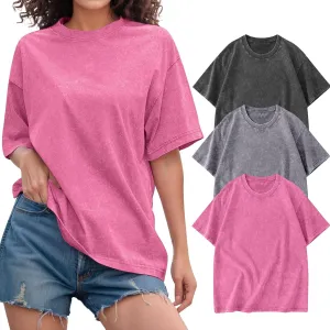 3Pcs Womens Washed Vintage Oversized T-Shirt Casual Boyfriend Tee Workout Short Sleeve Cotton Tops