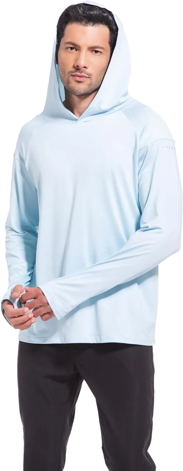 4 Pack Men's Sun Shirts UPF 50  Rash Guard Long Sleeve Sun Protection Hoodies UV Fishing Athletic Workout Hiking Hooded