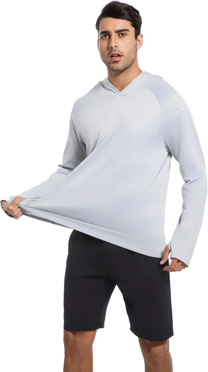 4 Pack Men's Sun Shirts UPF 50  Rash Guard Long Sleeve Sun Protection Hoodies UV Fishing Athletic Workout Hiking Hooded