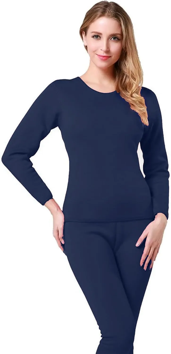 9M Women's Ultra-Soft Fleece Lined Thermal Base Layer Top & Bottom Underwear Set