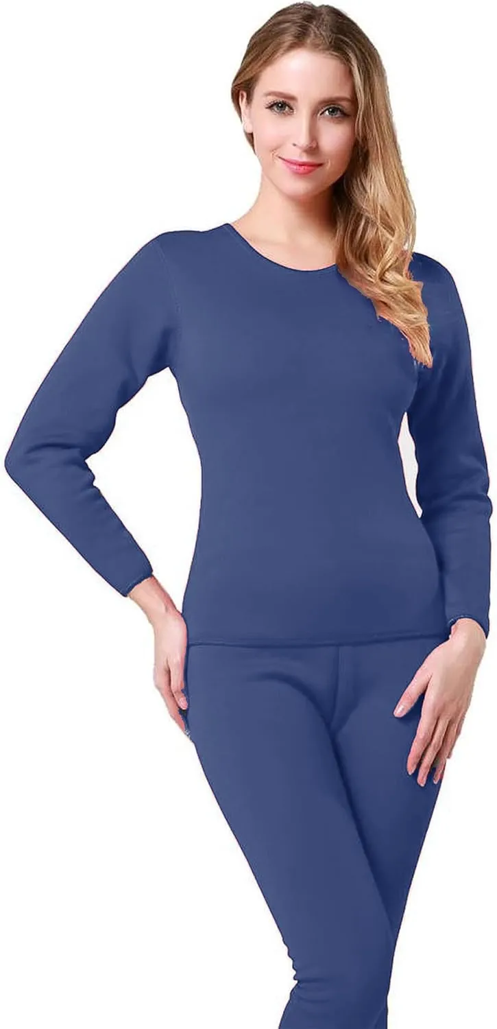 9M Women's Ultra-Soft Fleece Lined Thermal Base Layer Top & Bottom Underwear Set