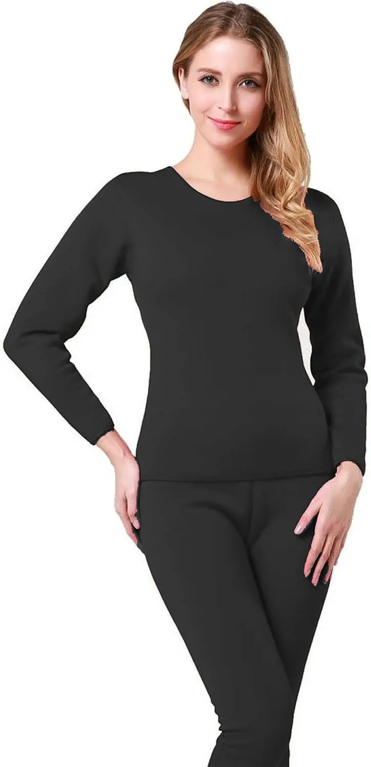 9M Women's Ultra-Soft Fleece Lined Thermal Base Layer Top & Bottom Underwear Set