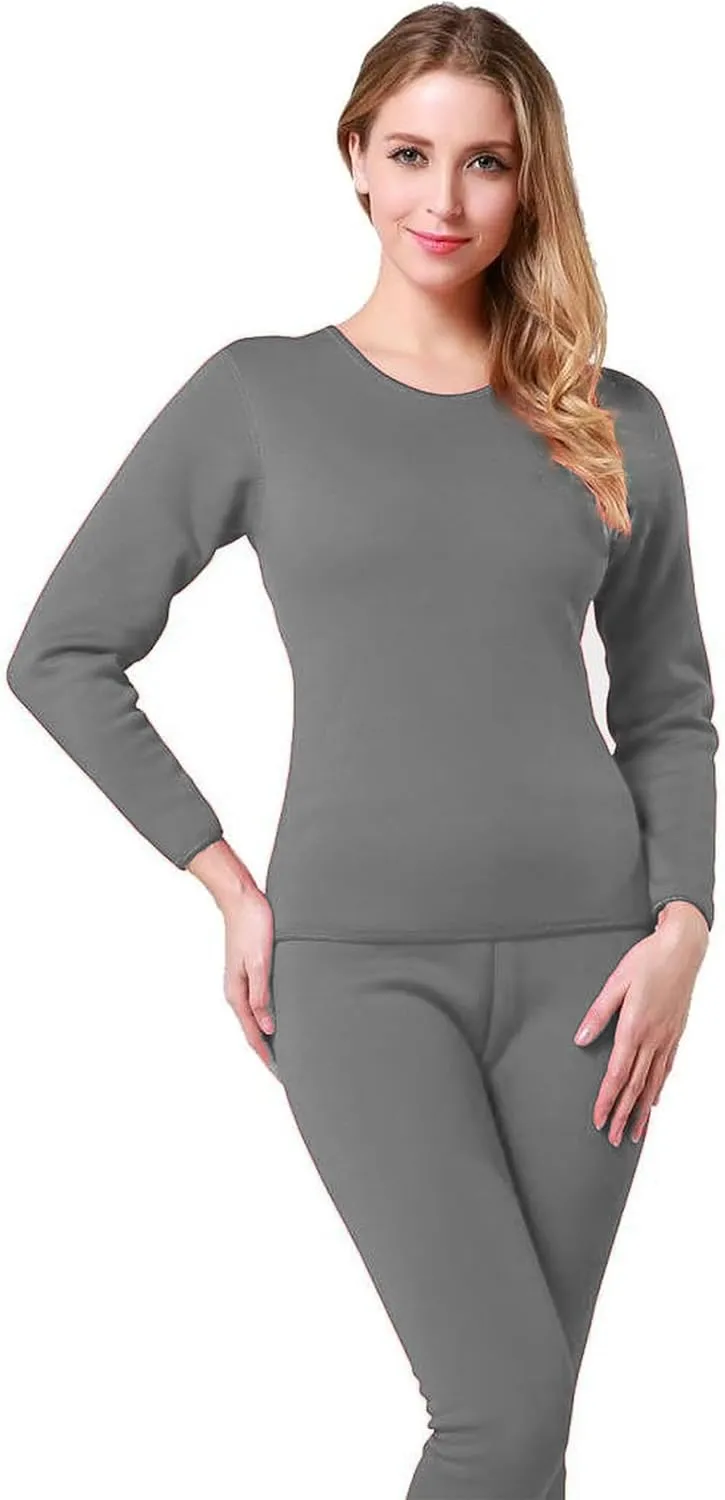 9M Women's Ultra-Soft Fleece Lined Thermal Base Layer Top & Bottom Underwear Set