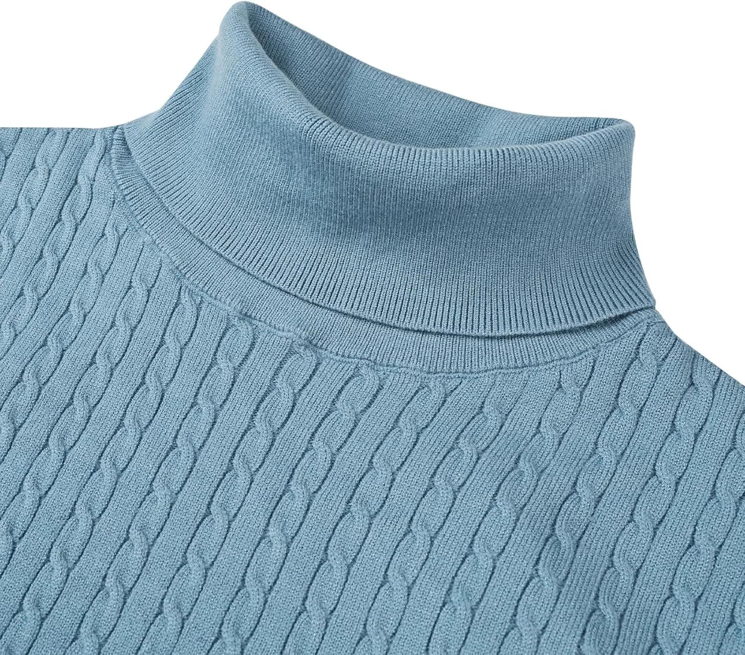 Alimens & Gentle Mens Turtleneck Slim Fit Sweater Long Sleeve Cable Knitted Twisted Pullover Soft Casual Winter Tops for Men