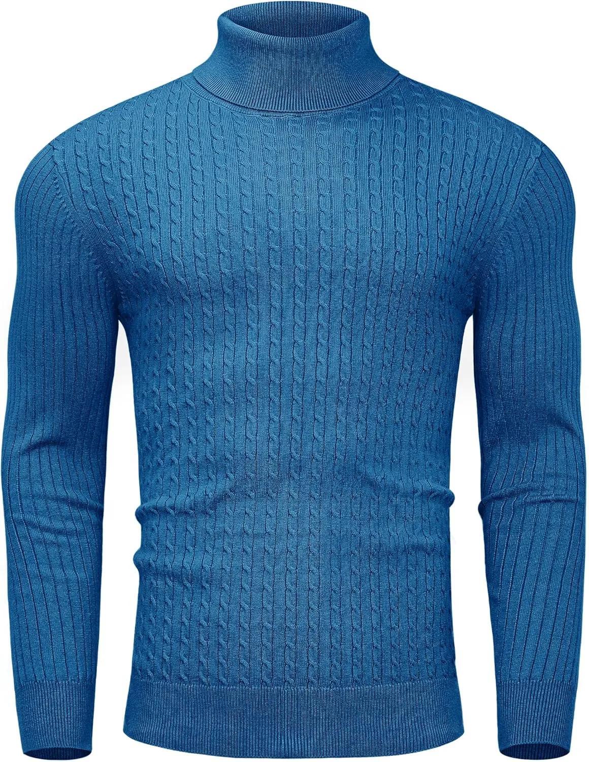 Alimens & Gentle Mens Turtleneck Slim Fit Sweater Long Sleeve Cable Knitted Twisted Pullover Soft Casual Winter Tops for Men