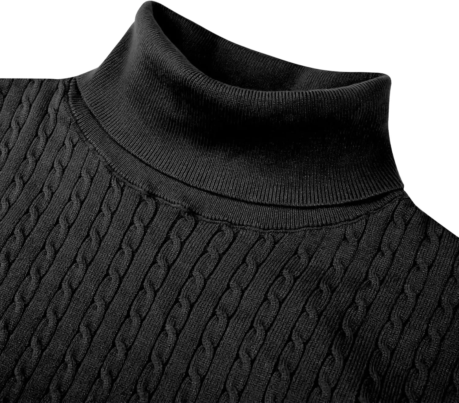 Alimens & Gentle Mens Turtleneck Slim Fit Sweater Long Sleeve Cable Knitted Twisted Pullover Soft Casual Winter Tops for Men