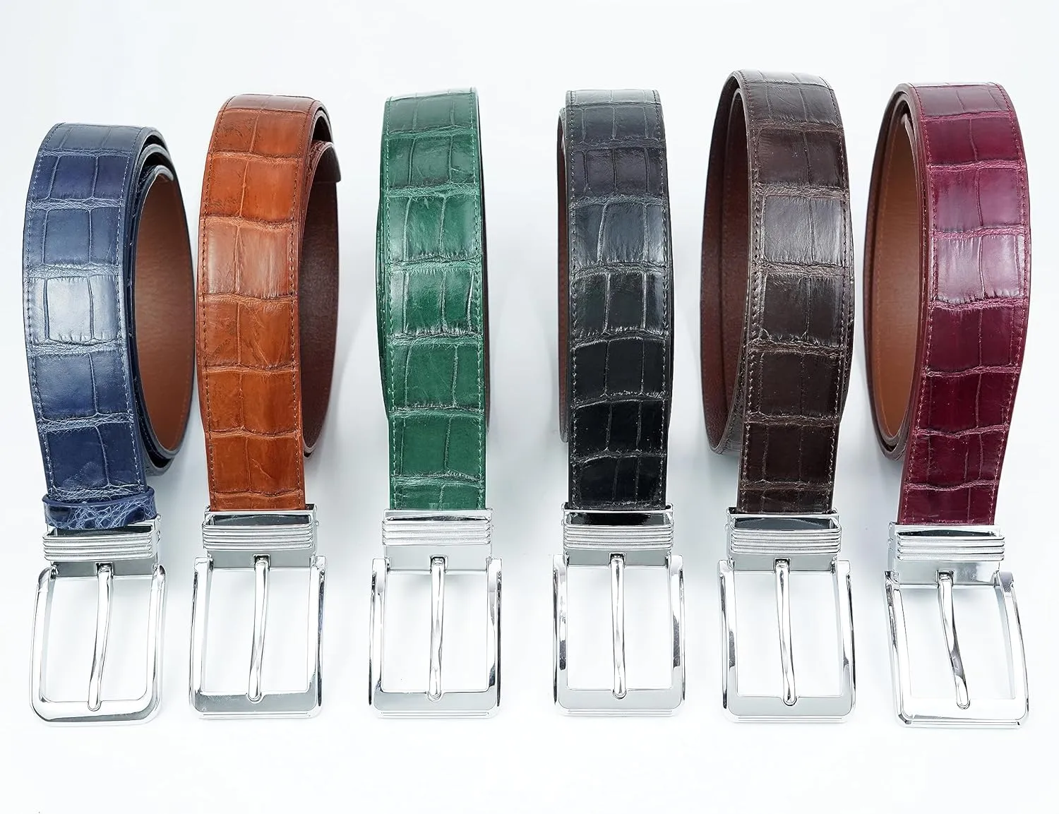 Alligator Leather Belt Men Crocodile Belly 1.5" width Pin Gold Buckle Removal Dress Golf Luxury Premium Handmade
