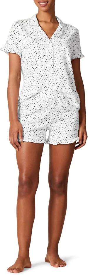 Amazon Essentials Women's Cotton Modal Piped Notch Collar Pajama Set