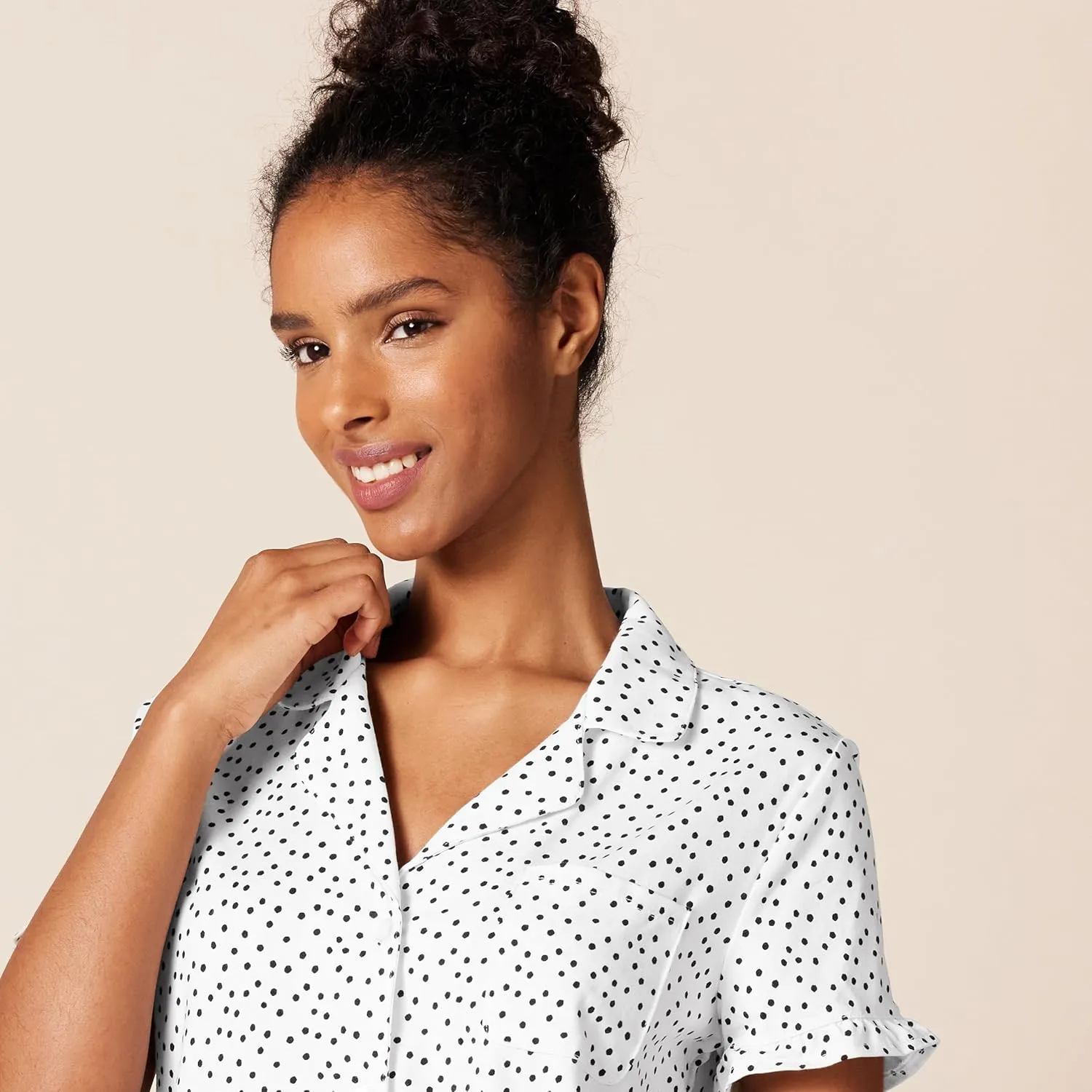 Amazon Essentials Women's Cotton Modal Piped Notch Collar Pajama Set