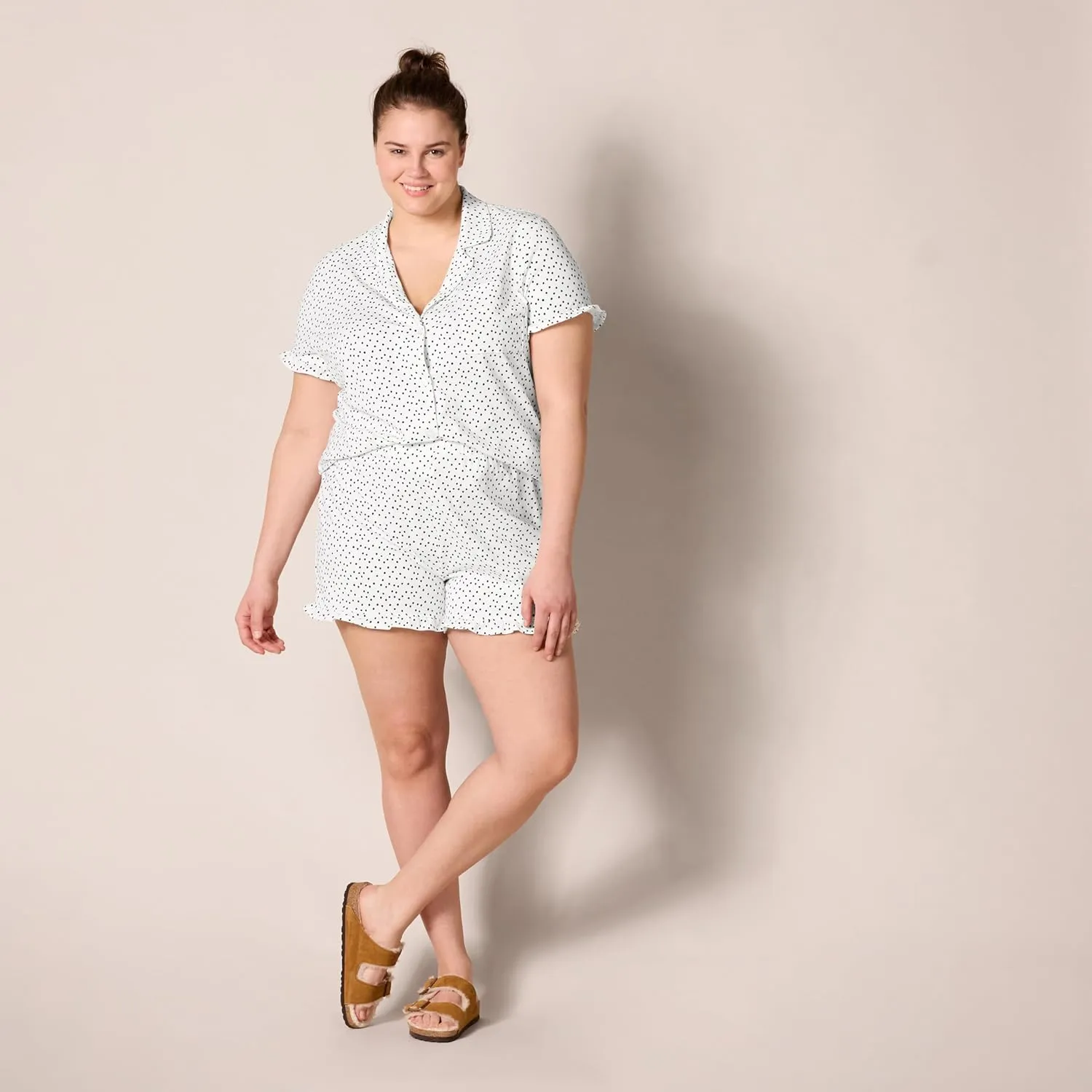 Amazon Essentials Women's Cotton Modal Piped Notch Collar Pajama Set