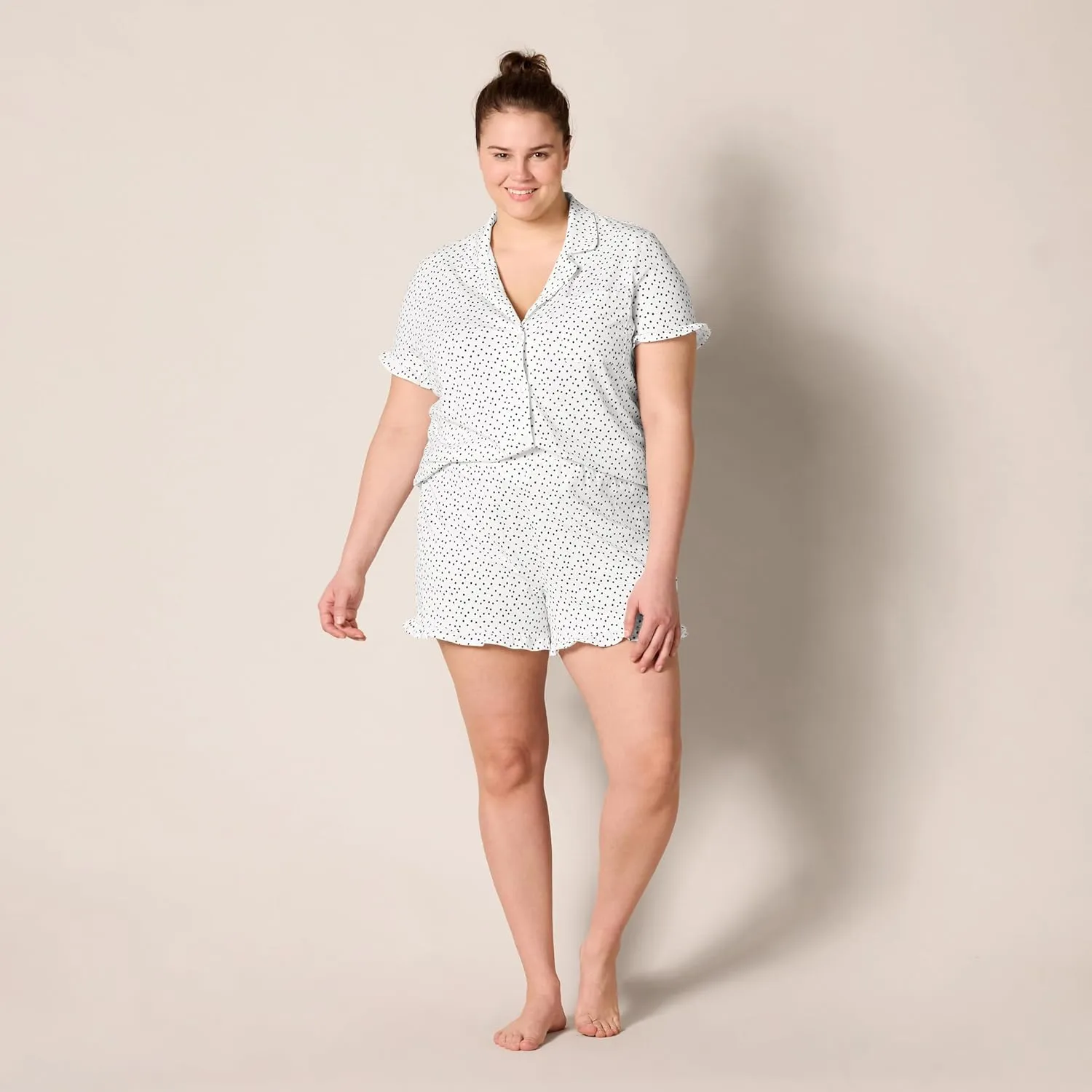 Amazon Essentials Women's Cotton Modal Piped Notch Collar Pajama Set