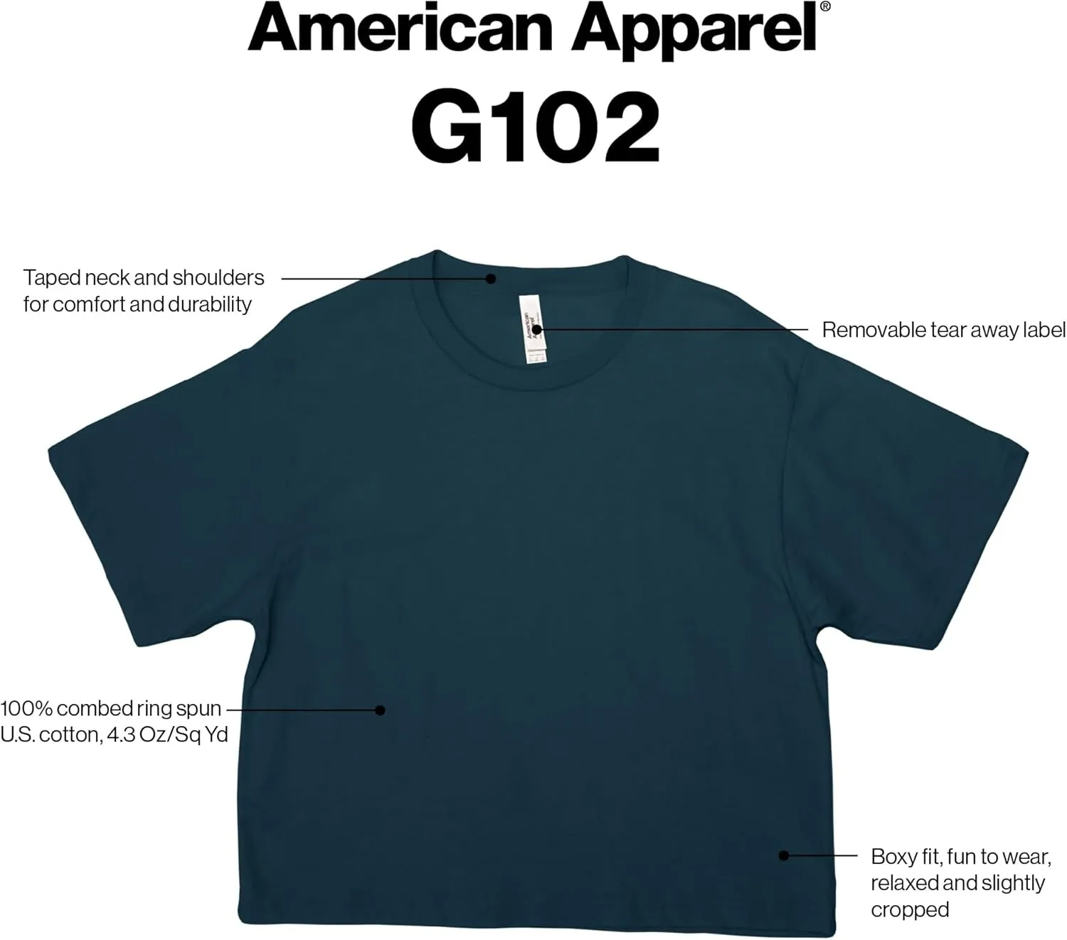 American Apparel Women's Fine Jersey Boxy T-Shirt, Style G102, 2-Pack