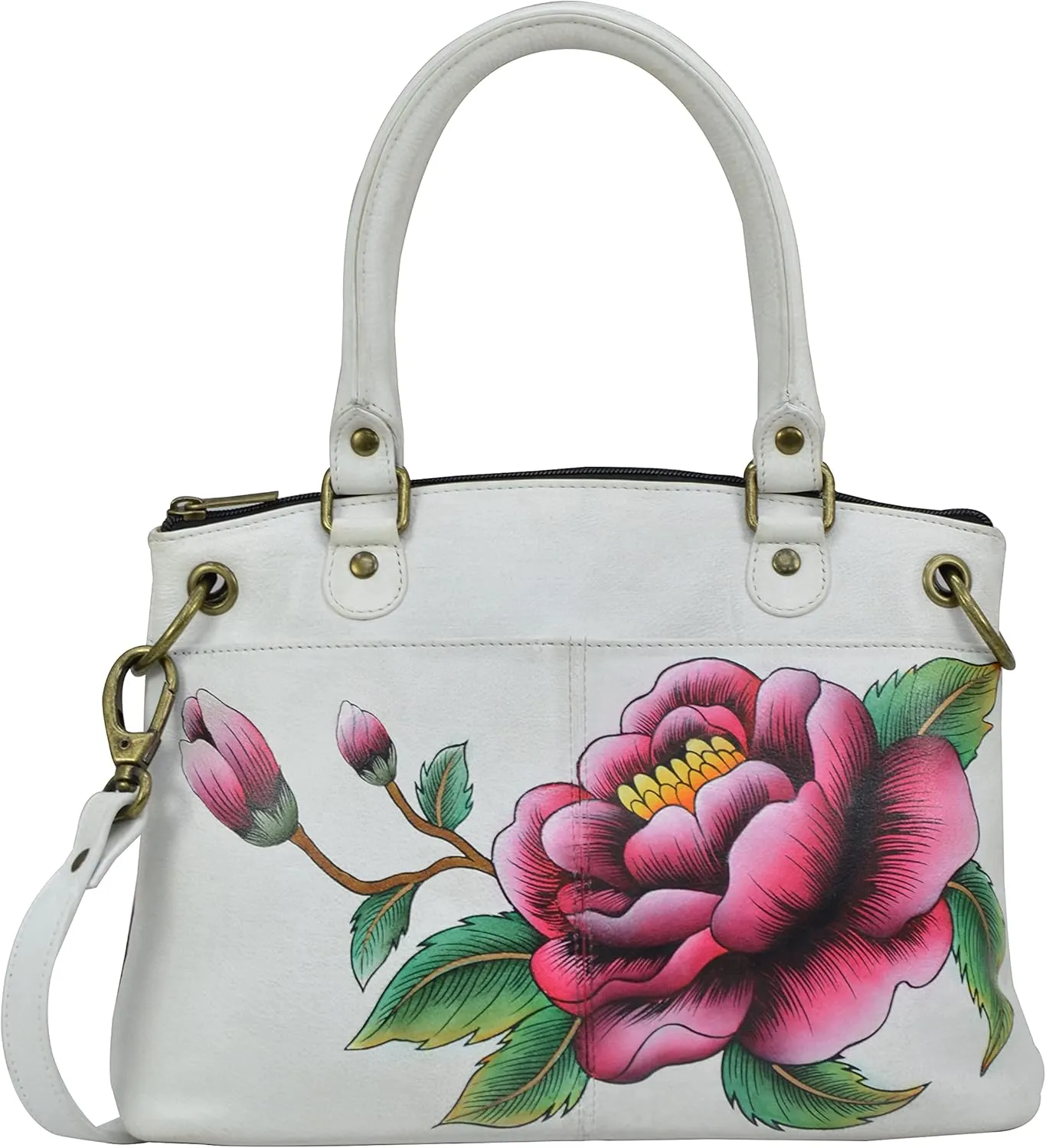 Anna by Anuschka Women's Original Genuine Leather Hand-Painted Small Satchel - Leather Handbag for Women