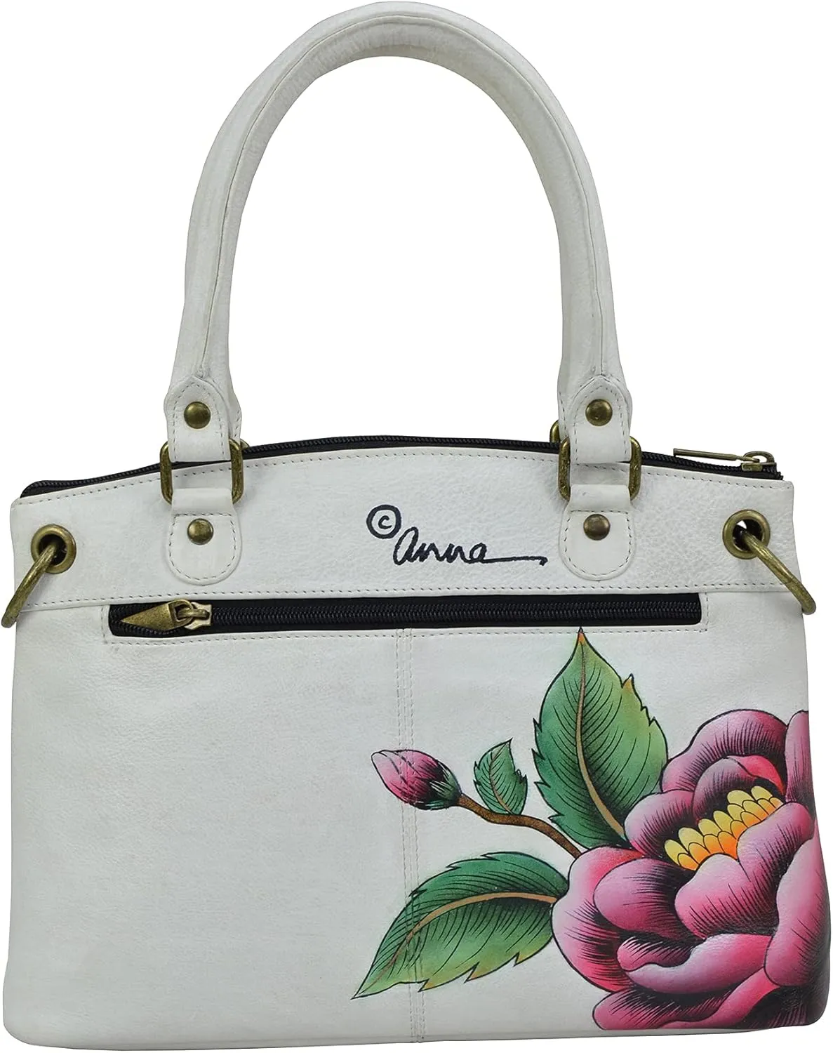 Anna by Anuschka Women's Original Genuine Leather Hand-Painted Small Satchel - Leather Handbag for Women
