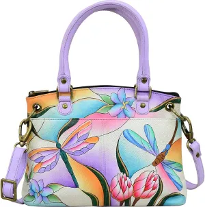 Anna by Anuschka Women's Original Genuine Leather Hand-Painted Small Satchel - Leather Handbag for Women