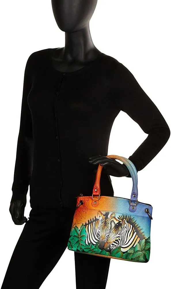 Anna by Anuschka Women's Original Genuine Leather Hand-Painted Small Satchel - Leather Handbag for Women