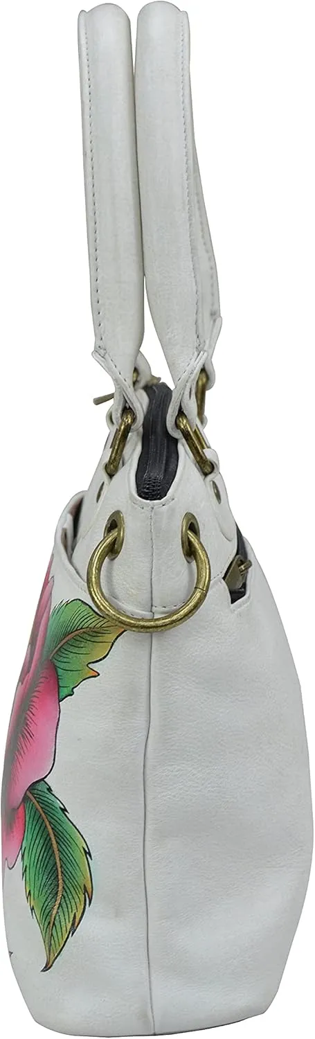 Anna by Anuschka Women's Original Genuine Leather Hand-Painted Small Satchel - Leather Handbag for Women