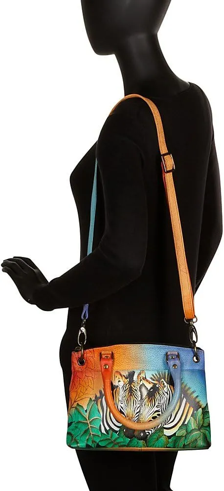 Anna by Anuschka Women's Original Genuine Leather Hand-Painted Small Satchel - Leather Handbag for Women