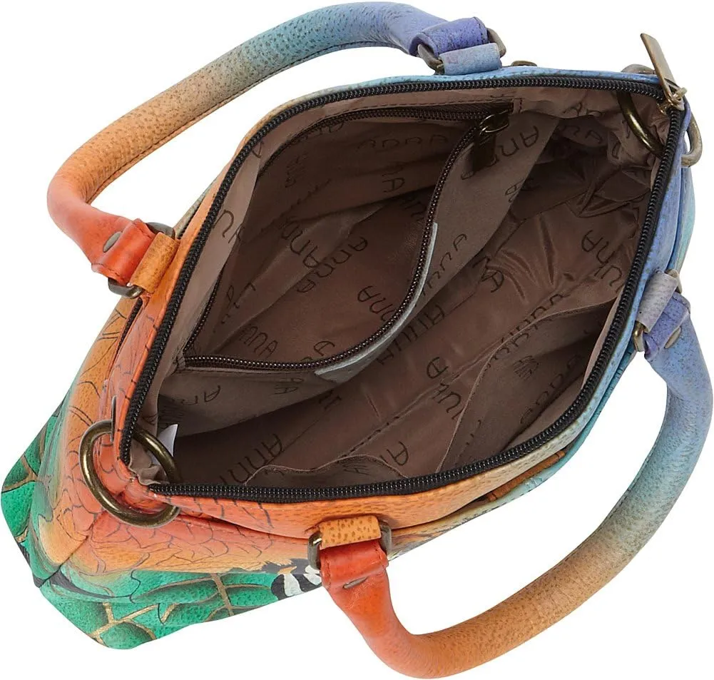Anna by Anuschka Women's Original Genuine Leather Hand-Painted Small Satchel - Leather Handbag for Women