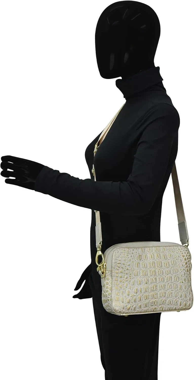 Anuschka Women's Original Hand-Painted Leather Twin Top Messenger