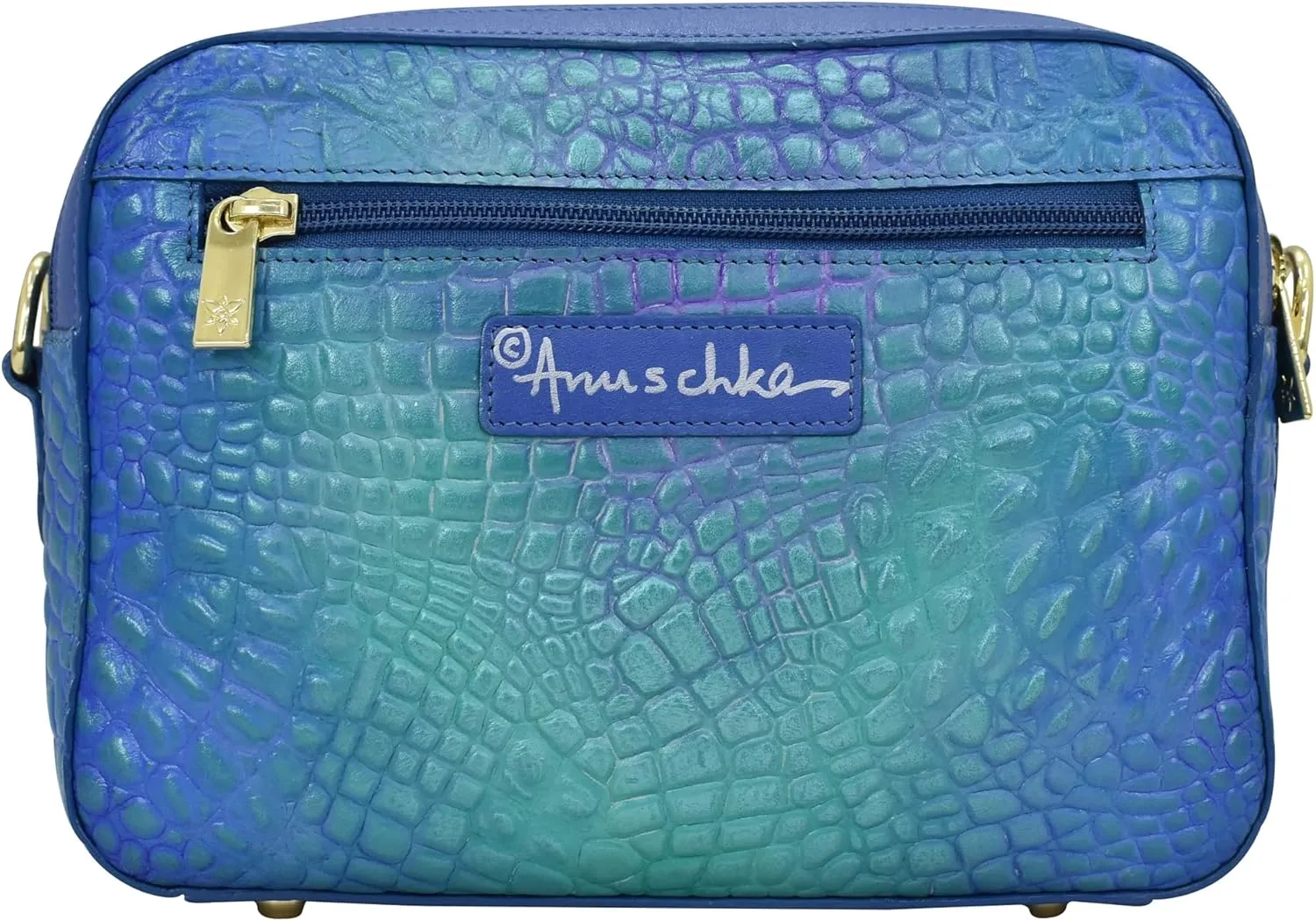 Anuschka Women's Original Hand-Painted Leather Twin Top Messenger