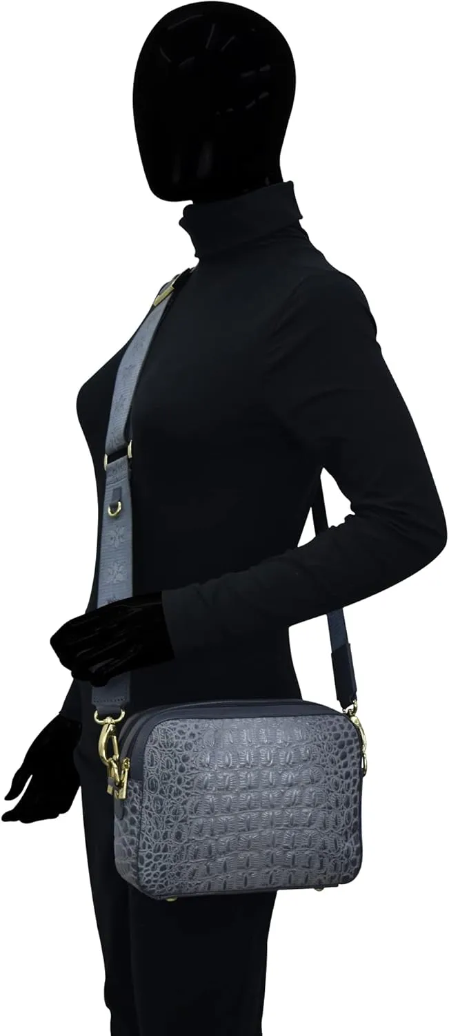 Anuschka Women's Original Hand-Painted Leather Twin Top Messenger