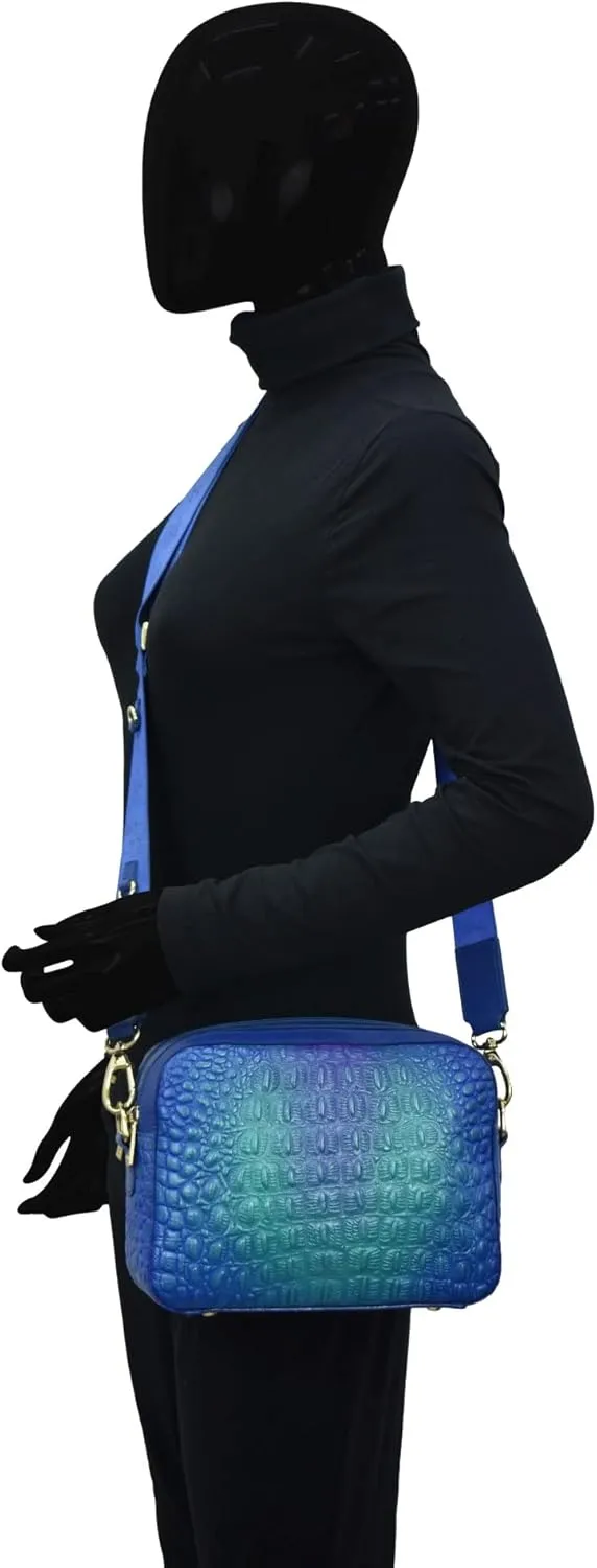 Anuschka Women's Original Hand-Painted Leather Twin Top Messenger