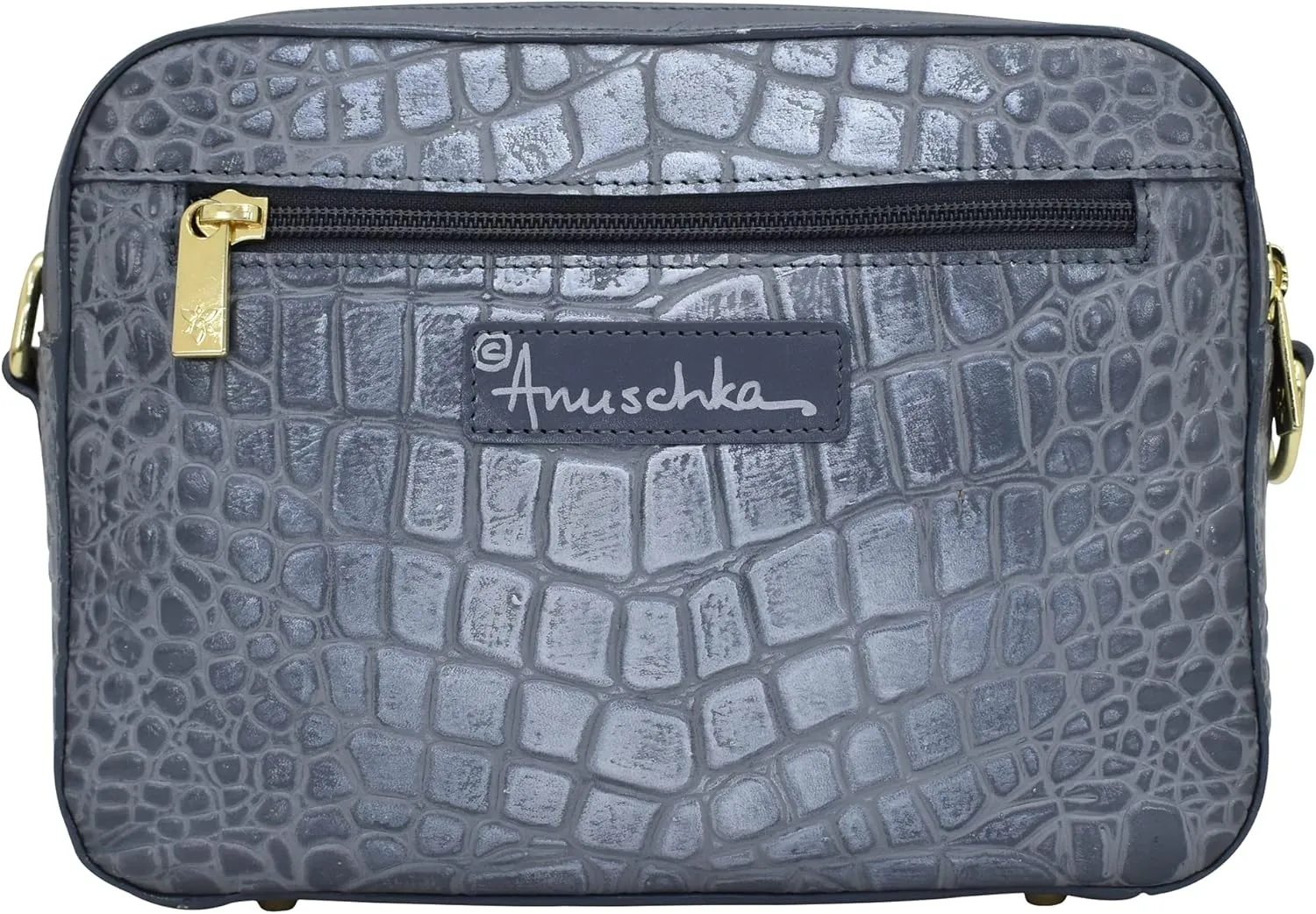 Anuschka Women's Original Hand-Painted Leather Twin Top Messenger