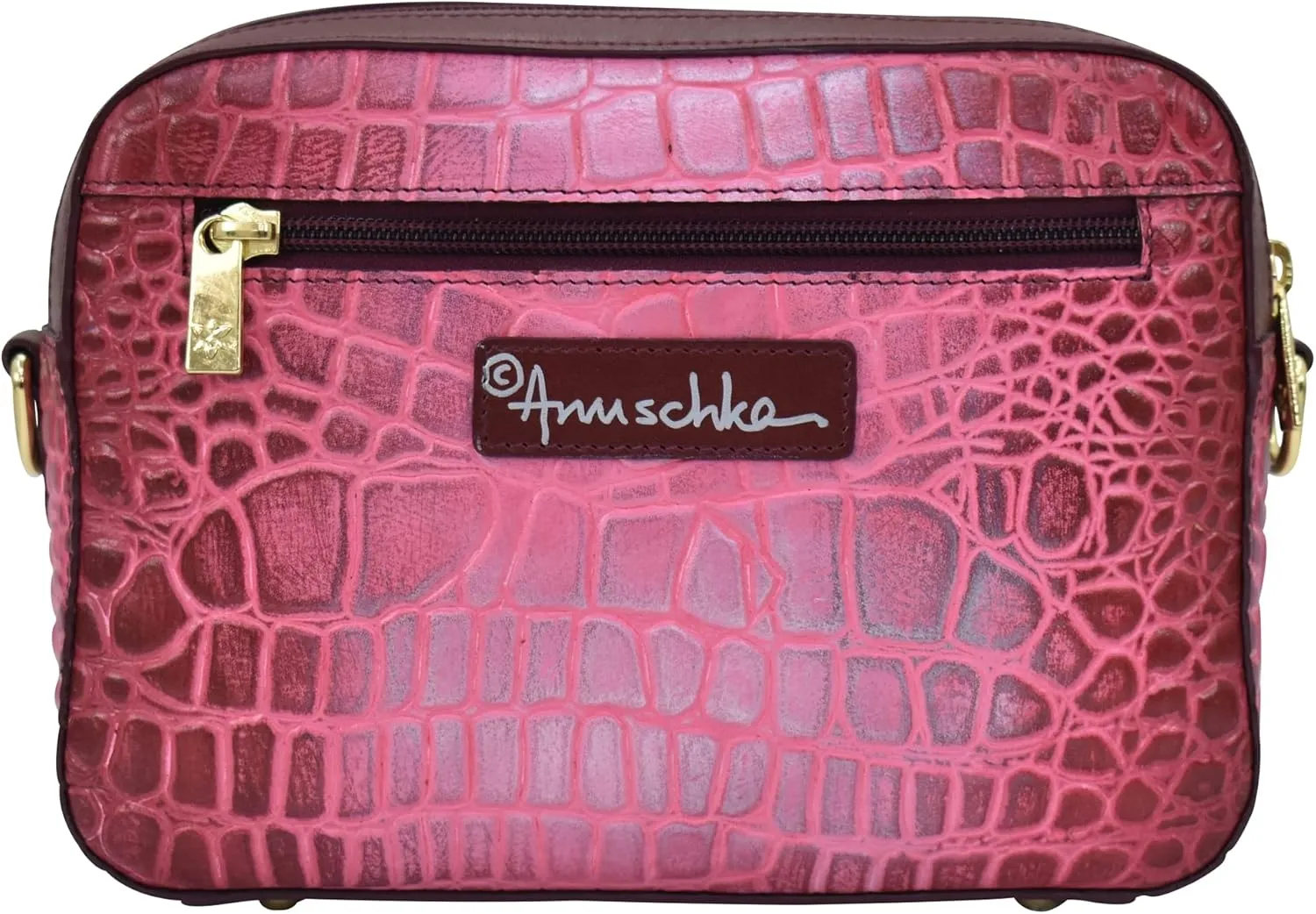 Anuschka Women's Original Hand-Painted Leather Twin Top Messenger