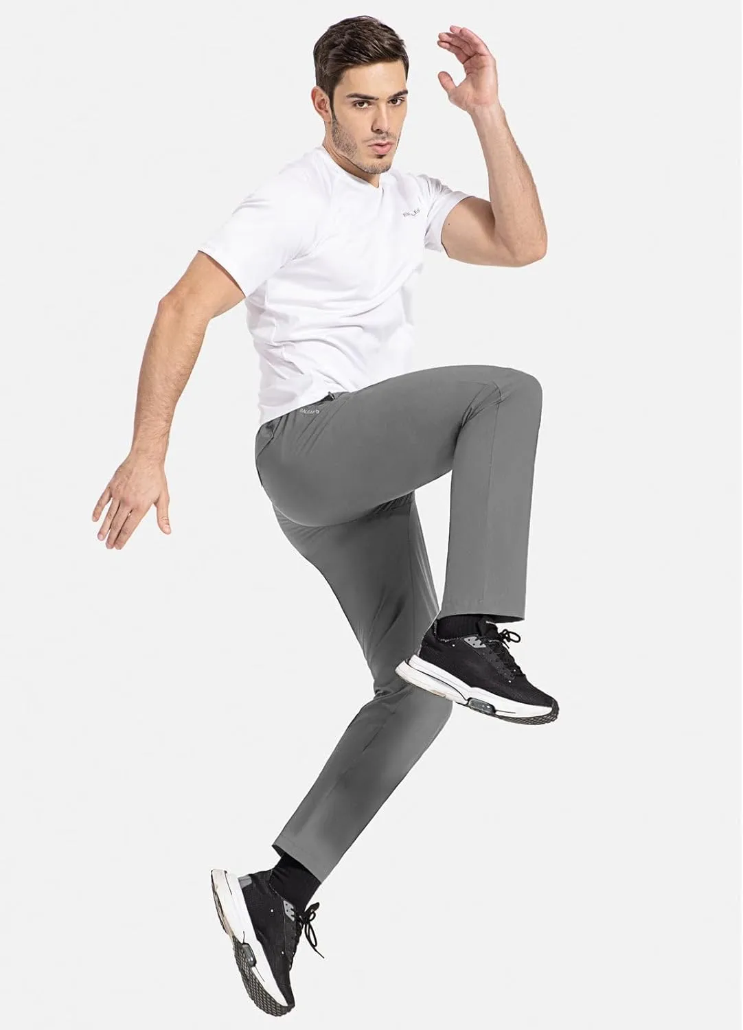 baleaf Men's Running Pants Elastic Waist Lightweight Jogging Stretch Golf Workout Pants with Zipper Pockets