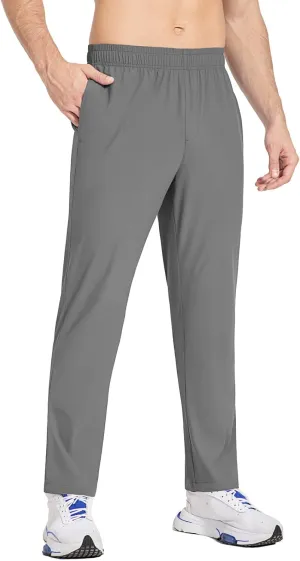 baleaf Men's Running Pants Elastic Waist Lightweight Jogging Stretch Golf Workout Pants with Zipper Pockets