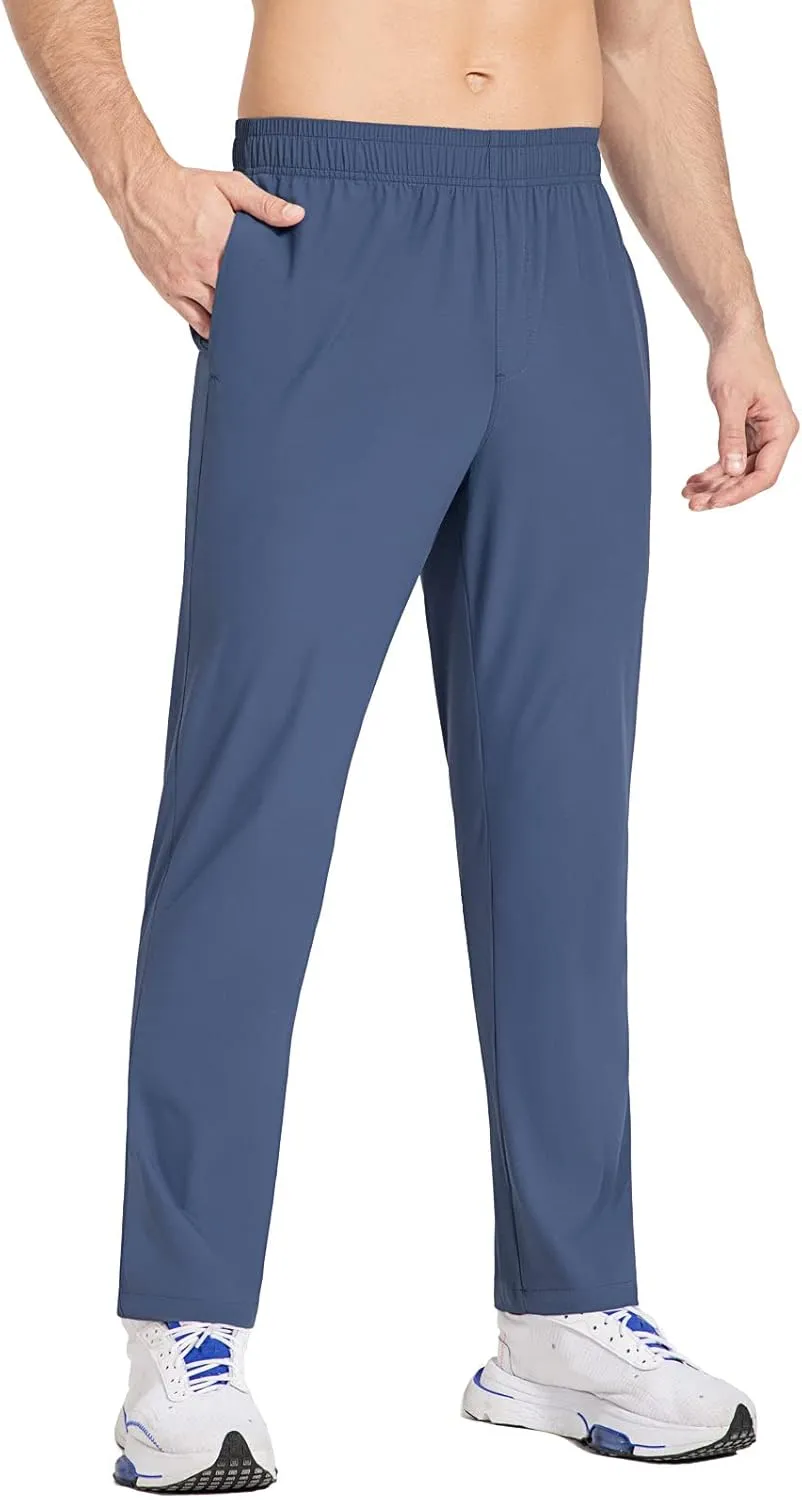 baleaf Men's Running Pants Elastic Waist Lightweight Jogging Stretch Golf Workout Pants with Zipper Pockets