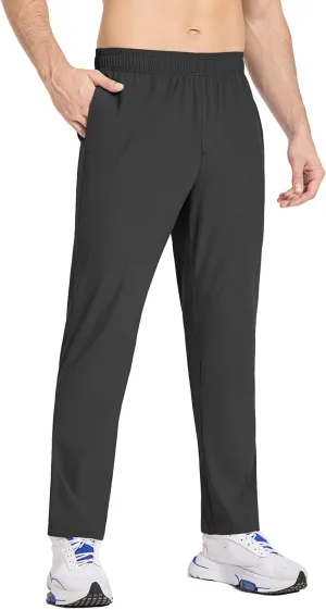 baleaf Men's Running Pants Elastic Waist Lightweight Jogging Stretch Golf Workout Pants with Zipper Pockets