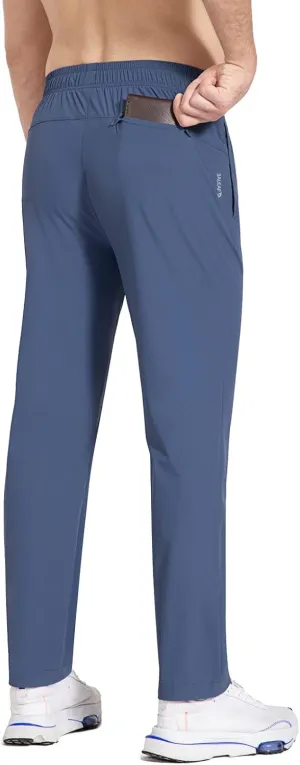 baleaf Men's Running Pants Elastic Waist Lightweight Jogging Stretch Golf Workout Pants with Zipper Pockets
