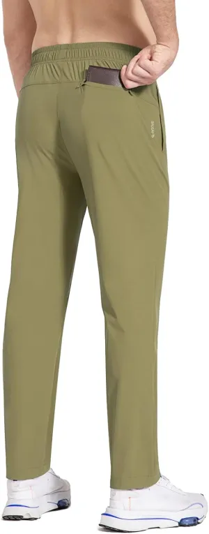 baleaf Men's Running Pants Elastic Waist Lightweight Jogging Stretch Golf Workout Pants with Zipper Pockets