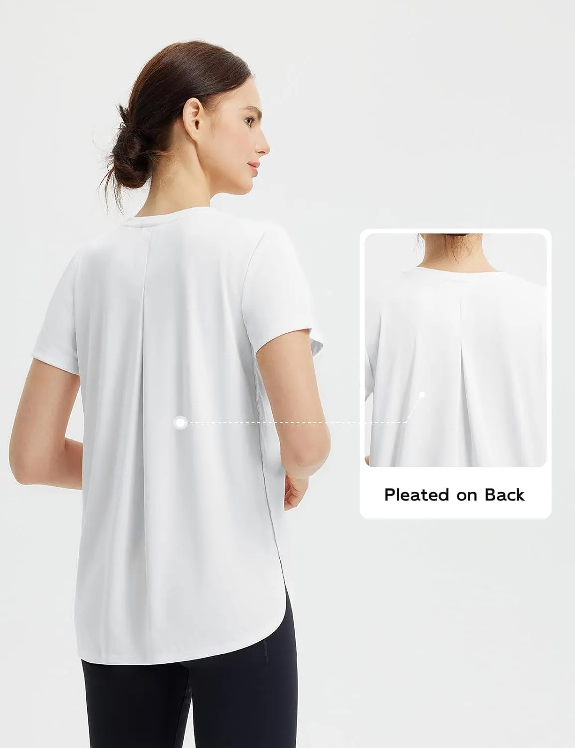 baleaf Women's Short Sleeve Workout Shirts Athletic Running Yoga Tops with Curved Hem Quick Dry Sun T-Shirt UPF 50 
