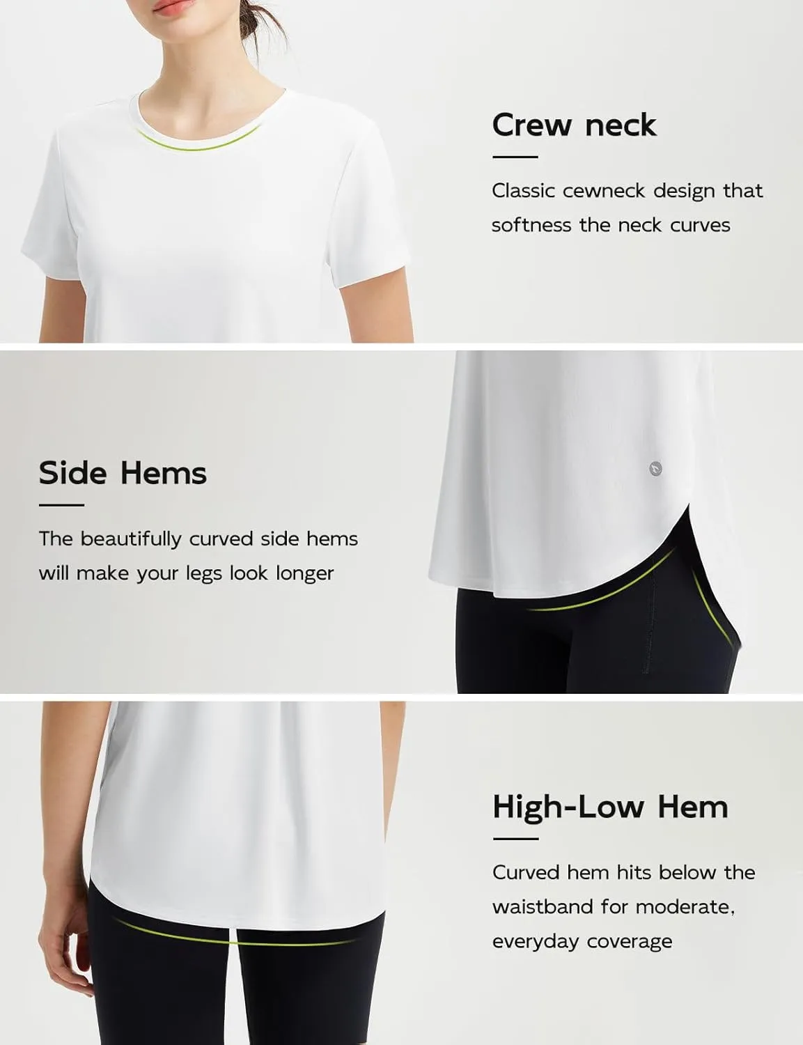baleaf Women's Short Sleeve Workout Shirts Athletic Running Yoga Tops with Curved Hem Quick Dry Sun T-Shirt UPF 50 