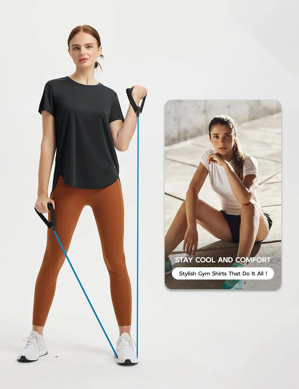 baleaf Women's Short Sleeve Workout Shirts Athletic Running Yoga Tops with Curved Hem Quick Dry Sun T-Shirt UPF 50 