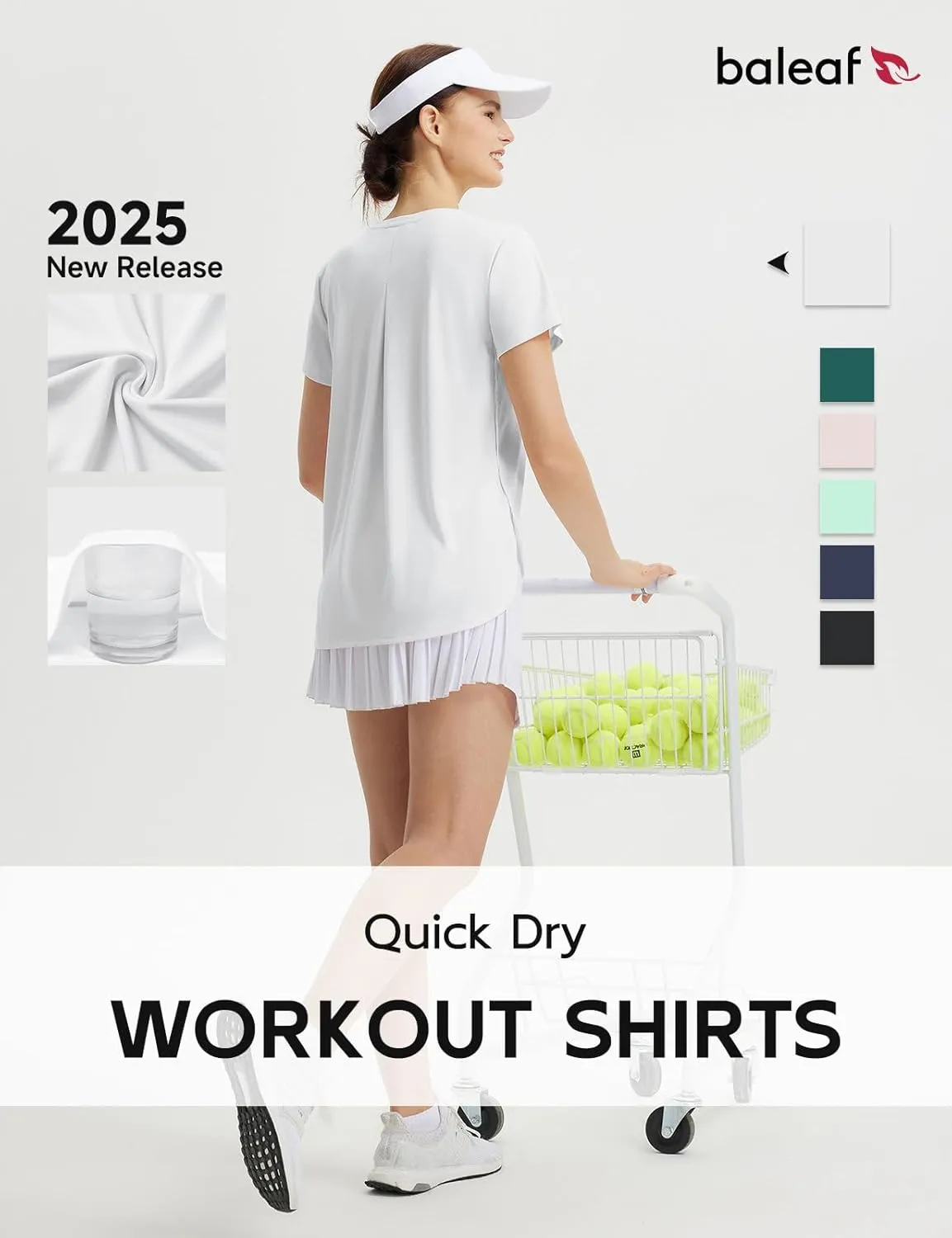 baleaf Women's Short Sleeve Workout Shirts Athletic Running Yoga Tops with Curved Hem Quick Dry Sun T-Shirt UPF 50 