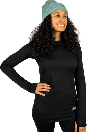 BLACKSTRAP Women's Cloudchaser Base Layer Crewneck Long Sleeve Top, Maximum Warmth and Comfort, [Black, Small]