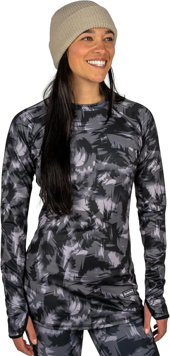 BLACKSTRAP Women's Cloudchaser Base Layer Crewneck Long Sleeve Top, Maximum Warmth and Comfort, [Black, Small]