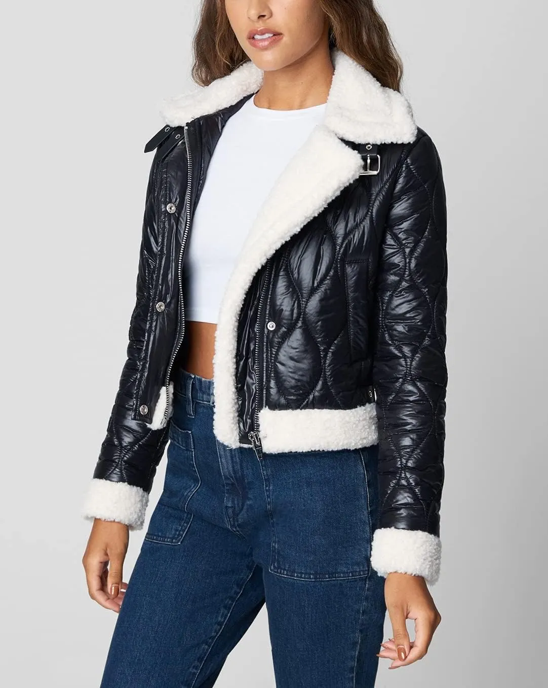 [BLANKNYC] womens Luxury Clothing Quilted Print Jacket, Comfortable & Stylish Windbreaker Coat