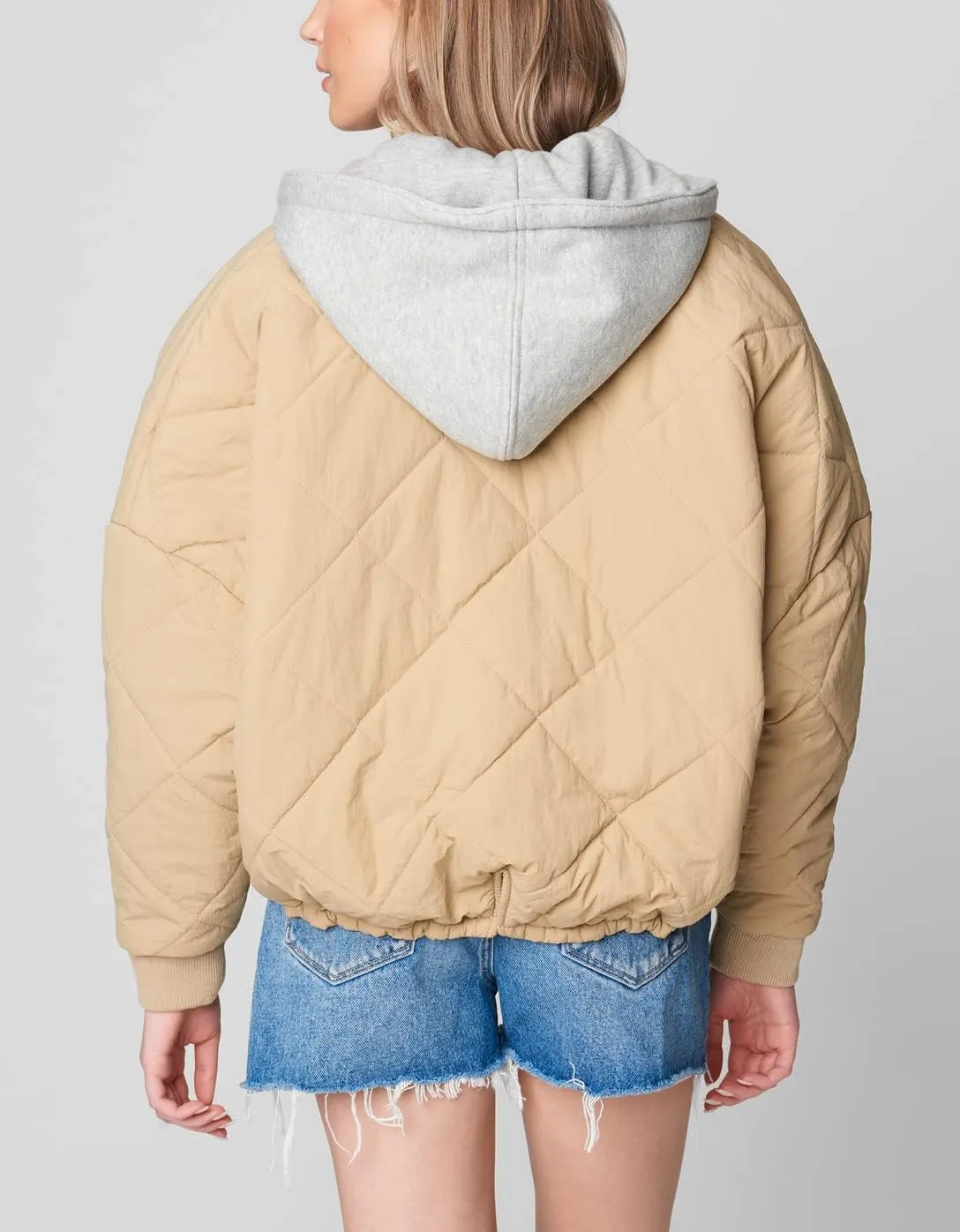 [BLANKNYC] womens Luxury Clothing Quilted Print Jacket, Comfortable & Stylish Windbreaker Coat