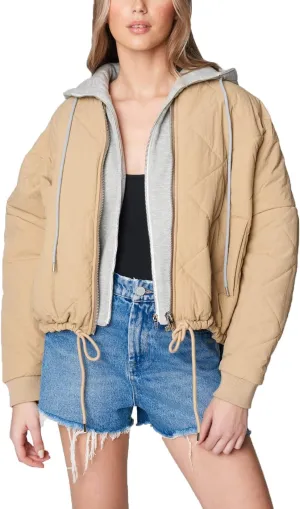 [BLANKNYC] womens Luxury Clothing Quilted Print Jacket, Comfortable & Stylish Windbreaker Coat