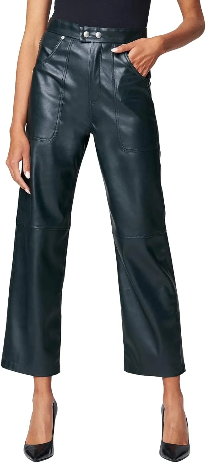 [BLANKNYC] Womens Luxury Clothing Ribcage Straight Leg Vegan Leather Pants, The Baxter Pants